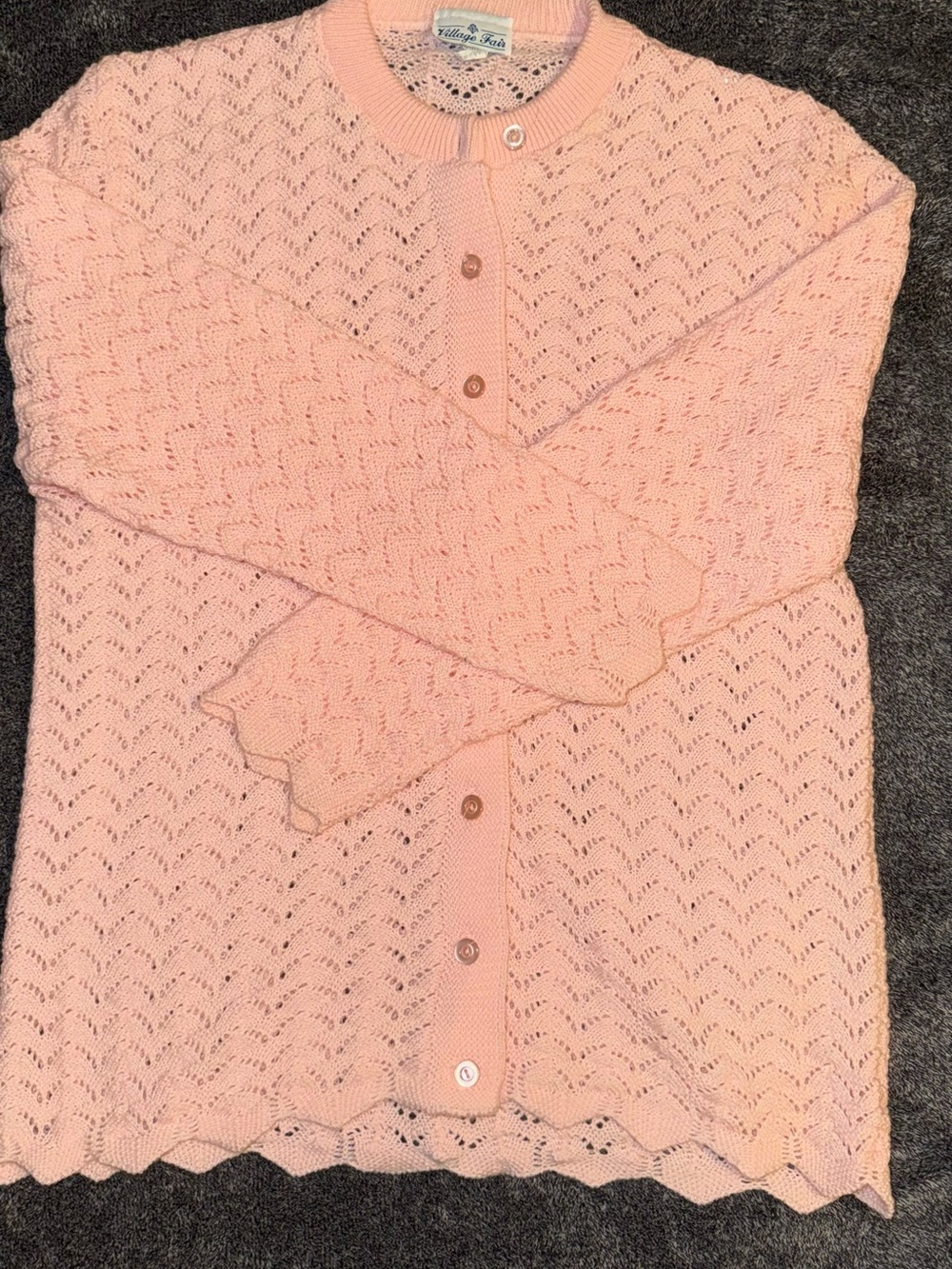Classic Pink Eyelet Knit Cardigan by